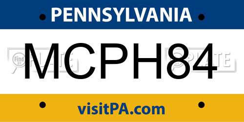 MCPH84 Pennsylvania License Plate
