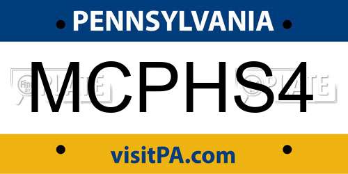 MCPHS4 Pennsylvania License Plate