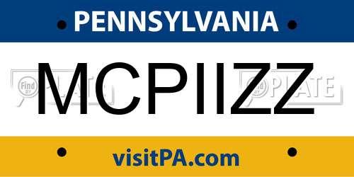 MCPIIZZ Pennsylvania License Plate