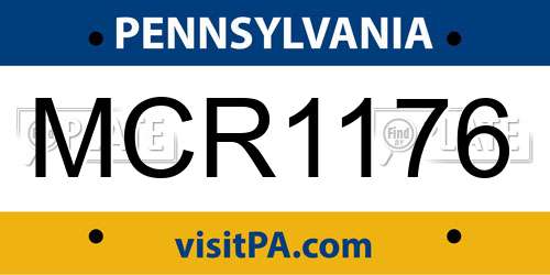 MCR1176 Pennsylvania License Plate