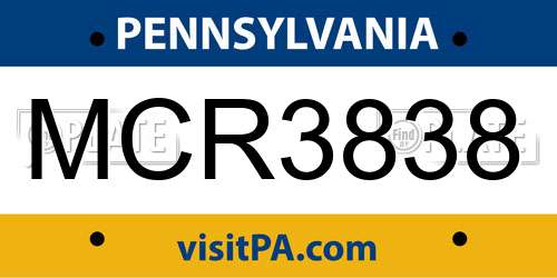 MCR3838 Pennsylvania License Plate