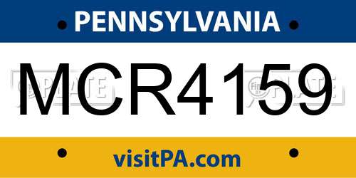 MCR4159 Pennsylvania License Plate