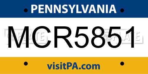 MCR5851 Pennsylvania License Plate