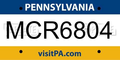 MCR6804 Pennsylvania License Plate