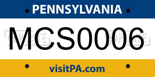 MCS0006 Pennsylvania License Plate