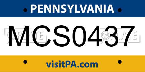MCS0437 Pennsylvania License Plate
