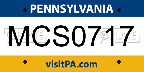 MCS0717 Pennsylvania License Plate