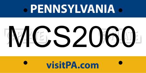 MCS2060 Pennsylvania License Plate