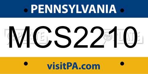 MCS2210 Pennsylvania License Plate
