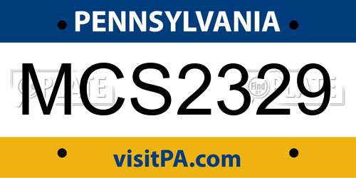 MCS2329 Pennsylvania License Plate