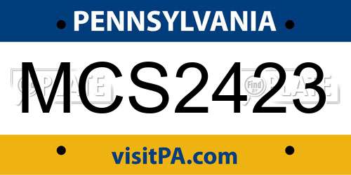 MCS2423 Pennsylvania License Plate