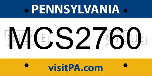 MCS2760 Pennsylvania License Plate