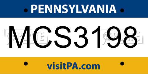 MCS3198 Pennsylvania License Plate