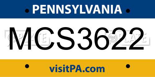MCS3622 Pennsylvania License Plate