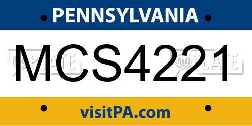 MCS4221 Pennsylvania License Plate