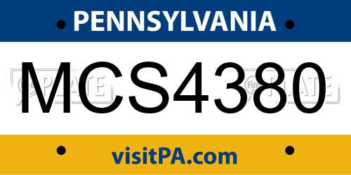 MCS4380 Pennsylvania License Plate