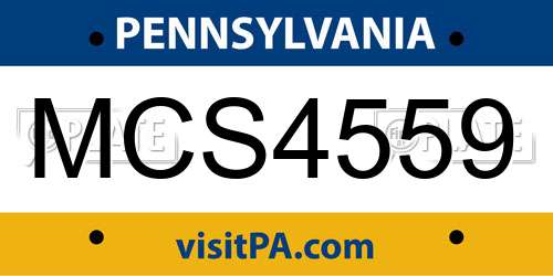 MCS4559 Pennsylvania License Plate