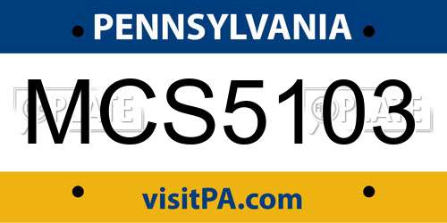 MCS5103 Pennsylvania License Plate