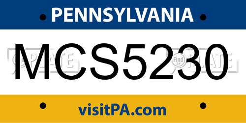 MCS5230 Pennsylvania License Plate