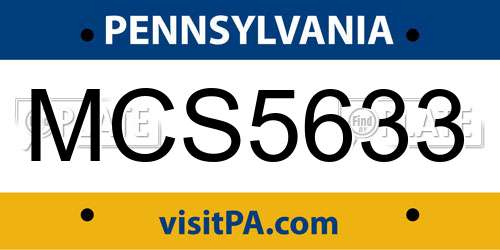 MCS5633 Pennsylvania License Plate