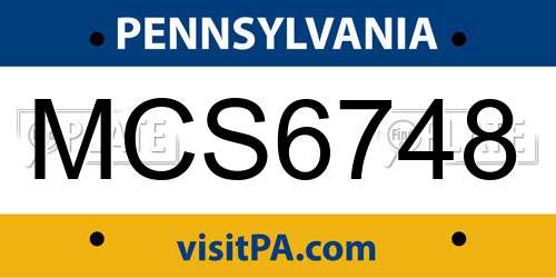 MCS6748 Pennsylvania License Plate