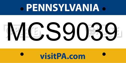 MCS9039 Pennsylvania License Plate