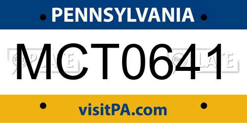 MCT0641 Pennsylvania License Plate