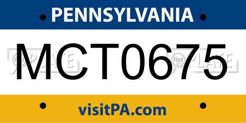 MCT0675 Pennsylvania License Plate