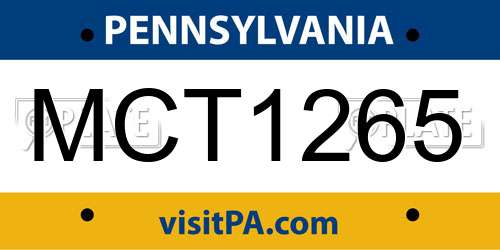MCT1265 Pennsylvania License Plate
