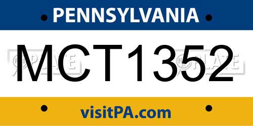 MCT1352 Pennsylvania License Plate