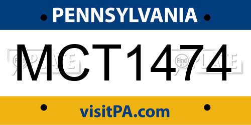 MCT1474 Pennsylvania License Plate