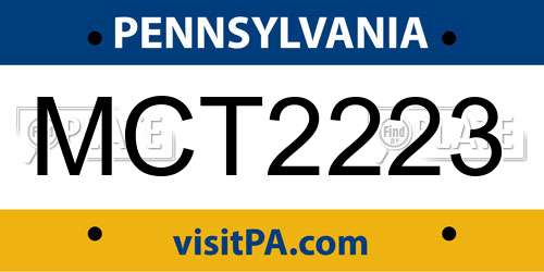 MCT2223 Pennsylvania License Plate