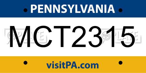 MCT2315 Pennsylvania License Plate