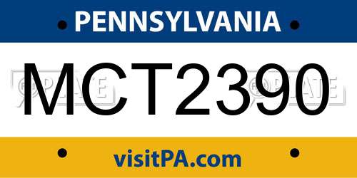 MCT2390 Pennsylvania License Plate
