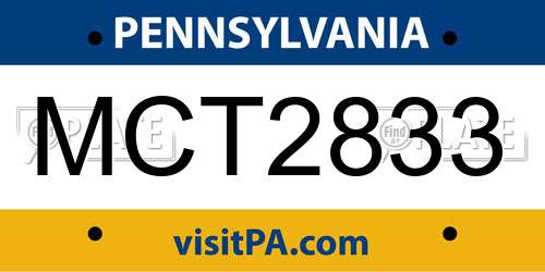 MCT2833 Pennsylvania License Plate