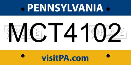 MCT4102 Pennsylvania License Plate