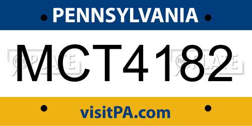MCT4182 Pennsylvania License Plate