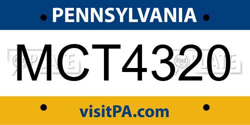 MCT4320 Pennsylvania License Plate