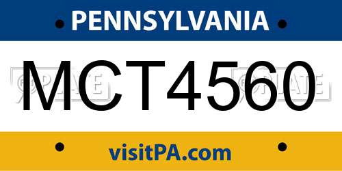 MCT4560 Pennsylvania License Plate