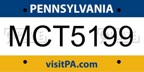 MCT5199 Pennsylvania License Plate
