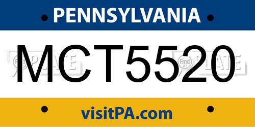 MCT5520 Pennsylvania License Plate