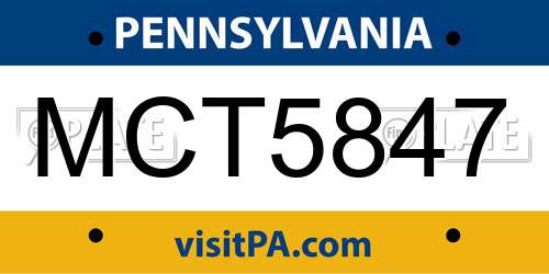 MCT5847 Pennsylvania License Plate