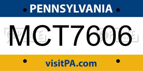 MCT7606 Pennsylvania License Plate