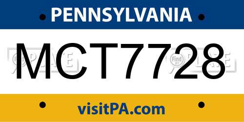 MCT7728 Pennsylvania License Plate