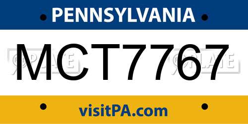 MCT7767 Pennsylvania License Plate