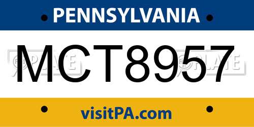 MCT8957 Pennsylvania License Plate