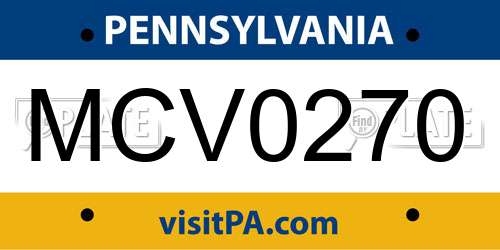 MCV0270 Pennsylvania License Plate