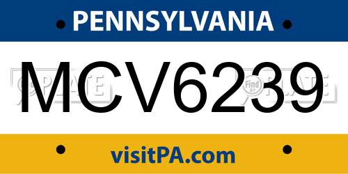 MCV6239 Pennsylvania License Plate