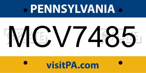 MCV7485 Pennsylvania License Plate