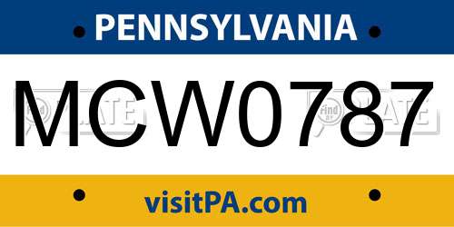 MCW0787 Pennsylvania License Plate